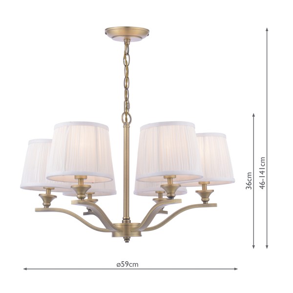 (image for) Laura Ashley Hemsley 6 Light Chandelier Matt Antique Brass With Shade